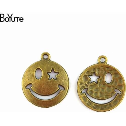 BoYuTe (50 Pieces /lot) 19MM Antique Bronze Plated Smile Charms Metal Pendants for Diy Bracelets & Necklace Jewelry Accessories