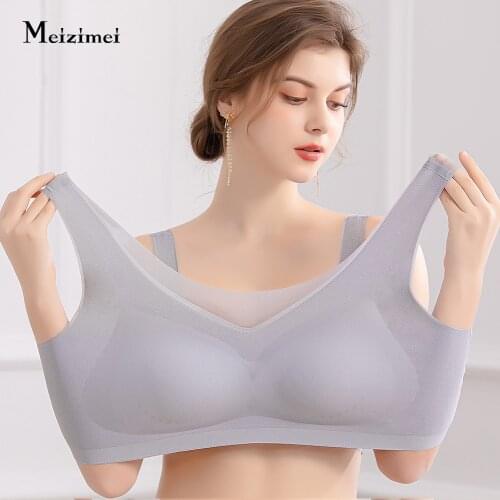 Meizimei Plus Size Bra Ultra-Thin Seamless Bras For Women Underwear BH 6XL7XL Sexy Lace Brassiere Push Up BraletteWith Pad Vest