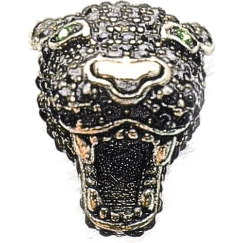 Black Leopard Panther Karma Beads Fit Bracelets Necklaces, Silver Zirconia-pave DIY Bead Jewelry Accessories Gift For Women Men