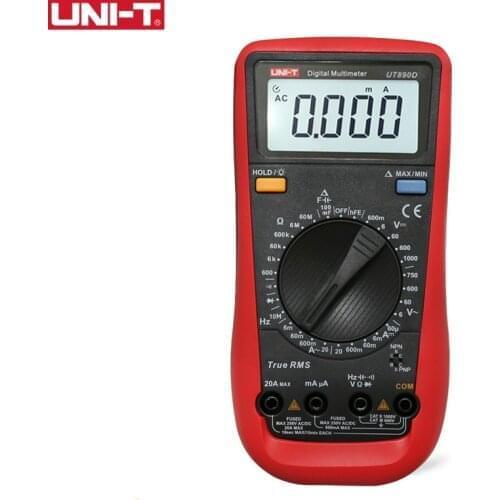 UNI-T True RMS Digital Multimeter UT890D Handheld Tester Electrical Test Capacitance DC AC Voltage Ammeter hFE LED Diode
