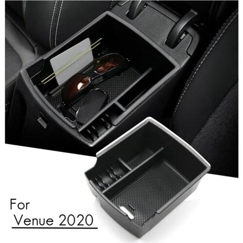 For 2020 Hyundai Venue Car Central Console Armrest Storage Box Pallet Tray Container with Rubber Mat