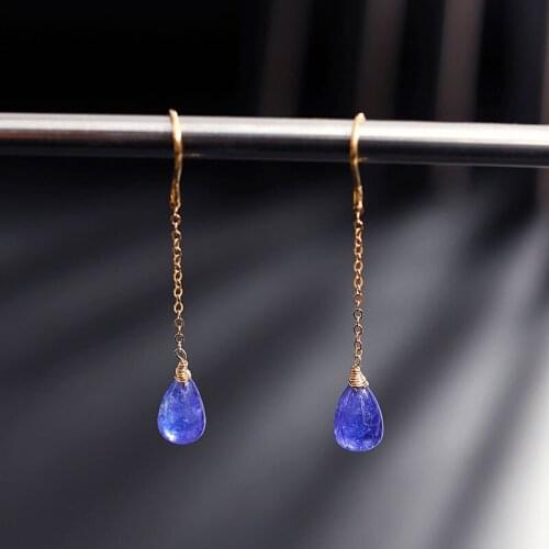 DMBS306 Tanzanite Long Earrings 14K Gold Filled Simple Valentines Day Gift For Girlfriend Earrings