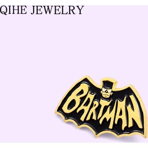 Black Bat Enamel Pin Cartoon Character Hero TV Show Movie Brooch For Women Men Funny Creative Custom Badge Fashion Jewelry Gift