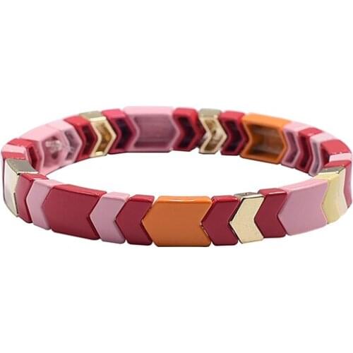 Hematite Beads Rainbow Tile Bracelet Enamel Bead Arrow Stackable Bangle for Women Jewelry Men Bracelet