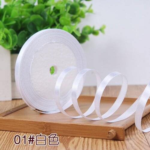 Hot 1/4"6mm 25 Yard White Silk Satin Ribbon Wedding Party Decoration Gift Wrapping Christmas Apparel Sewing & Fabric gift Ribbon