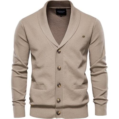 Mens Cotton Cardigan Casual Solid Color V-neck Single Breasted Top Man Autumn and Winter Warm Streetwear Male Clothes