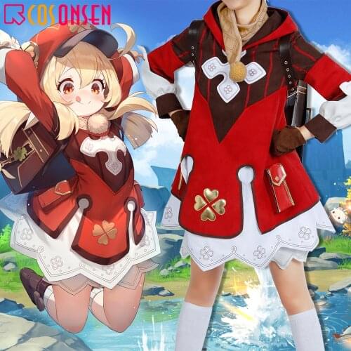 Genshin Impact Klee Cosplay Costume Cute Outfits COSPLAYONSEN with Red Bag Custom Made