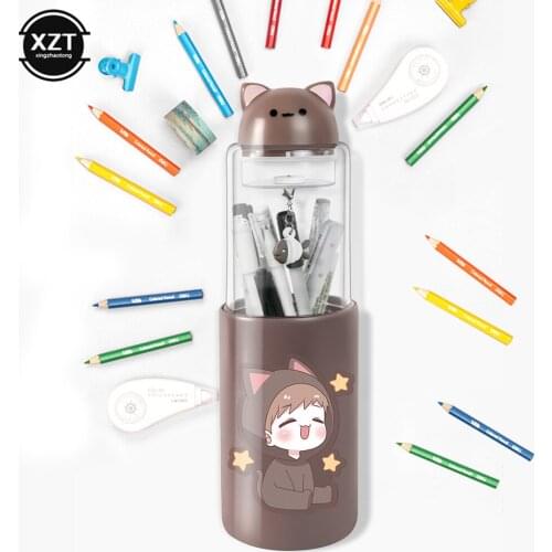 Multi-functional Pencil Case Box with Pencils Sharpener Eraser Lovely Magnetic Pen Container Holder Cup For Kids Gift Stationery