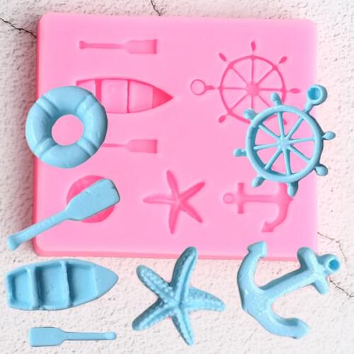 Sea Sailboat Anchor Silicone Molds DIY Party Cupcake Topper Fondant Cake Decorating Tools Candy Clay Chocolate Gumpaste Moulds