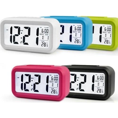 1PC Desktop Table Electric Clock LED Digital Backlight Snooze Desk Alarm Clock Data Time Calendar Temperature Travel Decor Clock