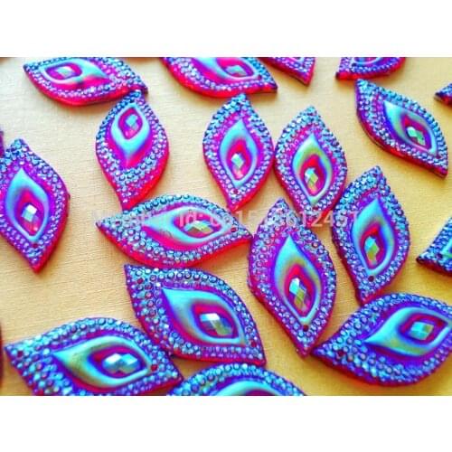Navette eye shape 15*30mm crystal Red AB colour stones Sew on rhinestones dazzling strass hand sewing for dress 30pcs/lot