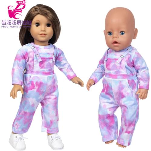 New Born Baby Doll Clothes Rainbow Color Denim Pants 18 Inch Girl Doll Outwear Jeans Tie Dye Jacket Baby Girl Gifts