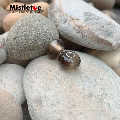 Mistletoe 925 Sterling Silver Faceted Fine Natural Smoky Quartz Stone Bead Jewelry