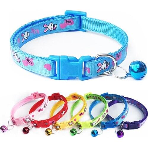 1Pcs Dog Collars Cute Lovely Pets Adjustable Pet Collars Polyester Fashionable Puppy With Bells Necklace Collar Cat Dogs Collars