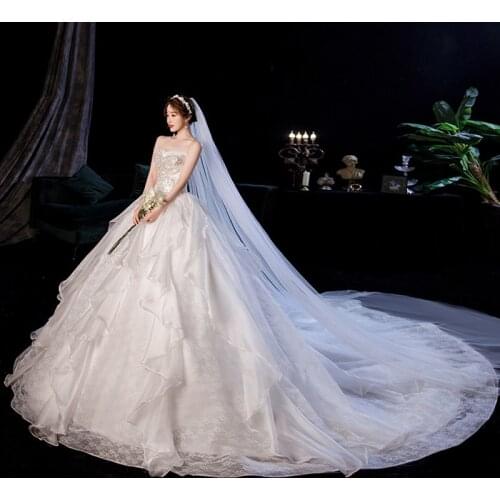 Appliques Beads Vestidos New Amazing Train Wedding Dress 2021 Sweetheart Neckline Vestido De Noiva Wedding Bridal Gowns