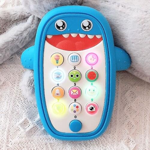 0-12 Months Baby Rattle Bed Toy English Phone Shark Music Mobile for Kid Cartoon Stroller Education Newborn Infant Child J0640