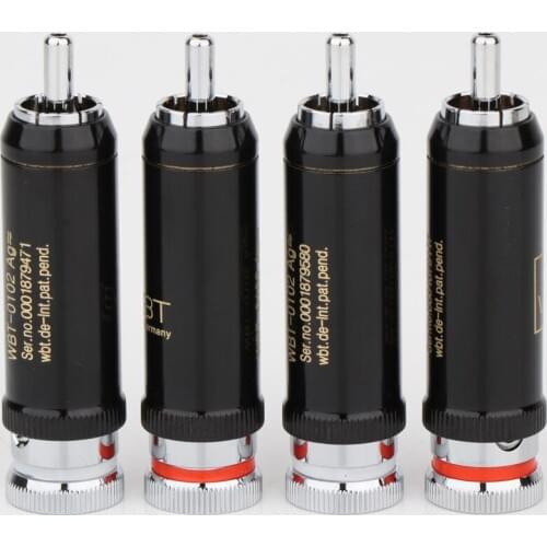 4Pcs R1743 WBT-0102Ag Brass Rhodium Plated RCA Plug For Audio Interconnt Cable