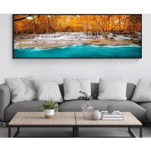 Sunsets Natural Leaves Waterfall Landscape Posters and Prints Canvas Painting Scandinavian Wall Art Picture for Living Room