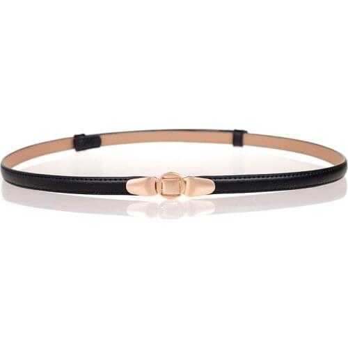 High Quality Genuine Leather Belt Thin Adjust Design Waistbands Gold Buckle Cummerbunds For Women Dress Skirt Corset Waist Seal