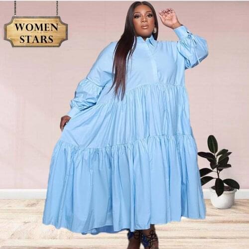 Shirts Dresses Plus Size Fall Clothes for Women Wholesale Casual Loose Big Hem Button Full Length Dress Streetwear Dropshipping