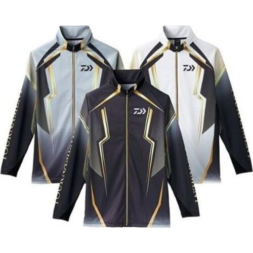 Daiwa Long Sleeve Fishing Jacket Shirts Breathable Outdoor Sunscreen Coat Quick Dry Fisherman T-Shirt Zipper Fishing Jersey
