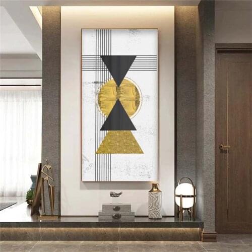 Modern Abstract Geometric Wall Art Canvas Painting Black White Industrial Style Poster Print Wall Pictures for Living Room Decor