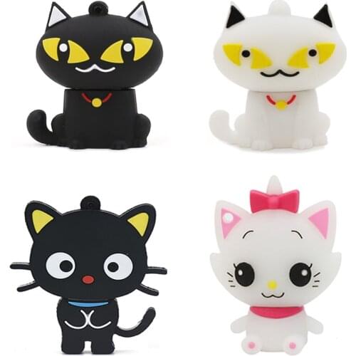 Usb Stick 64gb Pendrive 32gb Usb Flash Drive 128gb 16gb 8gb 4gb Cartoons Black White Cat Animal Cute Pen Drive