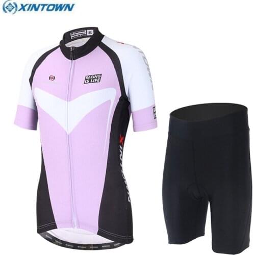 XINTOWN Breathable Ropa Ciclismo Cycling Sport Jerseys Womens Bicycle Clothing Mountain Bike Shirts Shorts Sets Lavender