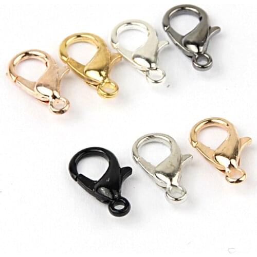 50pcs 10/12/14mm Stainless Steel Lobster Clasp Hooks End Connectors For DIY Necklace Bracelet Chain Fashion Jewelry Findings