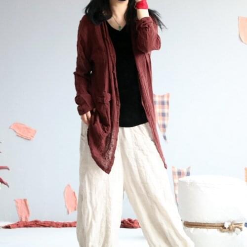 Women Summer Solid Color Sunscreen Jackets Tops Ladies Loose Thin Cotton Linen Coat Outerwear Female 2021 Tops