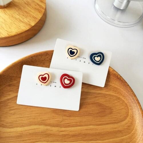 Trend Asymmetrical Cute Heart Shaped Womens Earrings 2021 Beautiful Girl Cute Party Jewelry Korea Red Blue Stdu Earrings