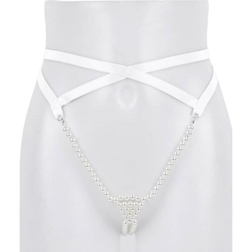 Women Pearl Panties Sexy Lingerie Erotic Porn Underwear Open Croch Stretchy Crotchless Low Rise G-String Thong Mini Bikini Beach