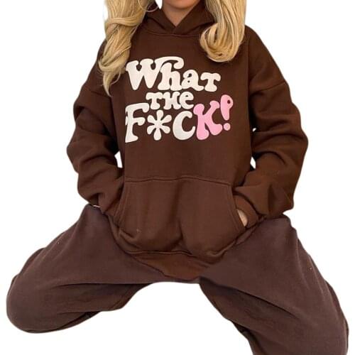 Women Autumn Winter Zipper Hooded Sweater Coat Knitted Cardigan Jacket Oversized Casual Letter Print Long Sleeve Outwear