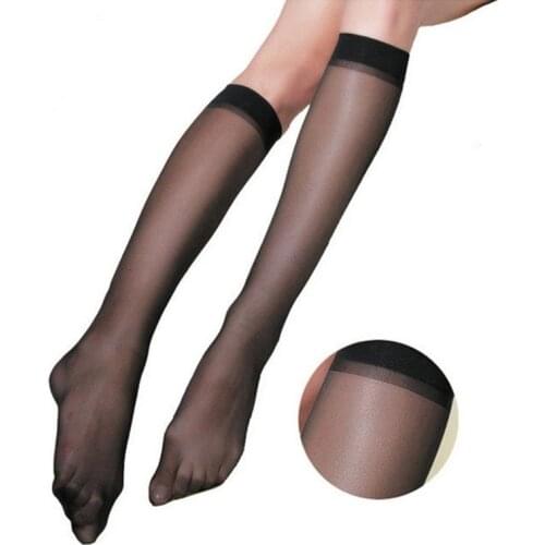 1pair Fashion Womens Nylon Socks Ultrathin Sexy Stockings Solid Transparent Over Knee Socks Crystal Silk Sock