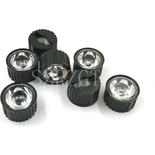 10pcs 5/15/25/30/45/60/90/120 degrees LED Lens With Black Holder For 1W 3W 5W High Power LED Lamp Light