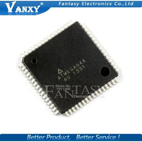 5PCS ATMEGA64A-AU QFP ATMEL ATMEGA64A TQFP64 8-bit Microcontroller with 64K Bytes In-System Programmable Flash