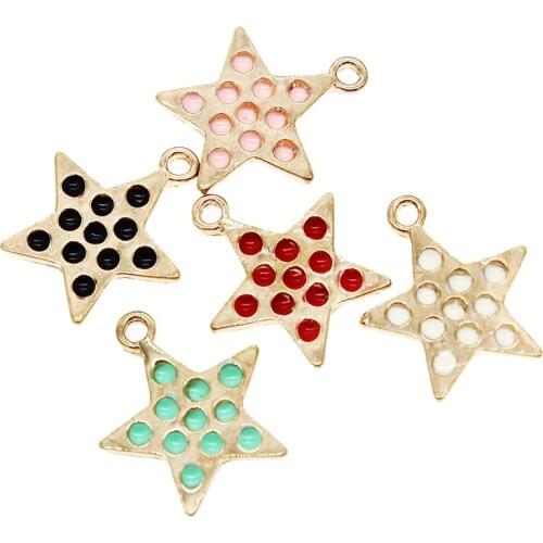 6pcs mixed Enamel color charm star 19*22 mm KC gold pendant, DIY handmade jewelry accessories