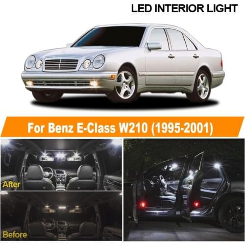 19pcs Canbus Car LED License Plate Lamp Interior Light Kit For 1995-2001 Mercedes-Benz E class W210 E420 E320 Map Dome Lamp