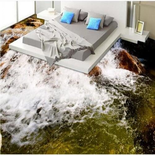 Beibehang Custom large fresco stream toilet bathroom bedroom 3D floor wear pvc waterproof super environmental protection film