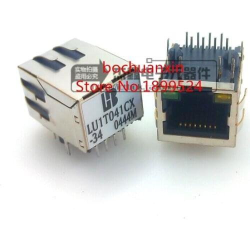 Free Shipping! 100% NEW 5pcs/lot LU1T041CX-34 LU1T041CX RJ45 Connector, Ethernet Port 10 / 100 BASE-TX With LED lights