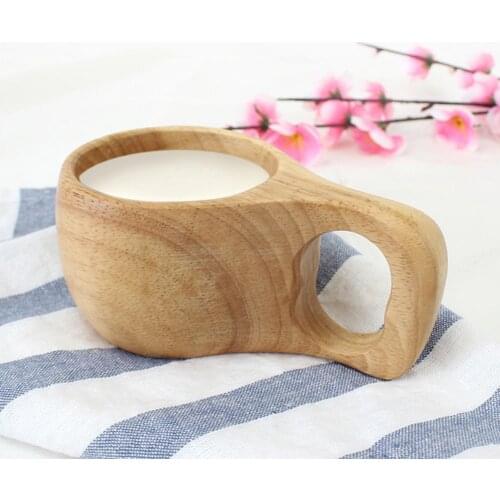 Wooden Elegant Design Milk Cup Handmade Traditional Mug Wood Water Cup for Camping Coffee Juice Milk Mug Home Restaurant