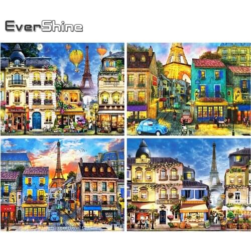 Evershine 5D DIY Full Drill Diamond Painting Town Cross Stitch Diamond Embroidery Street Landscape Home Decoration