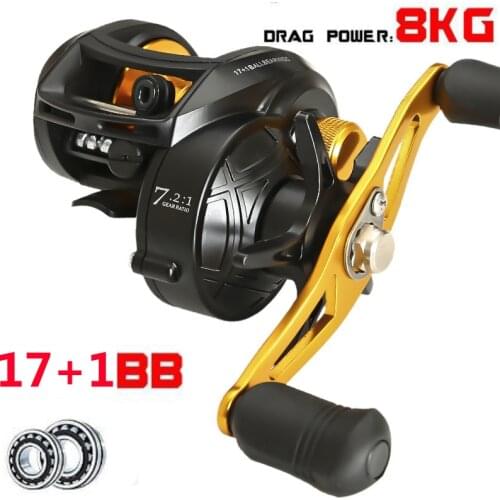 FDDL 7.2:1 17+1BB 8KG Max Drag Reinforced Reel Fishing Baitcasting Reel High Speed Fishing Reel Left Right Hand Reel