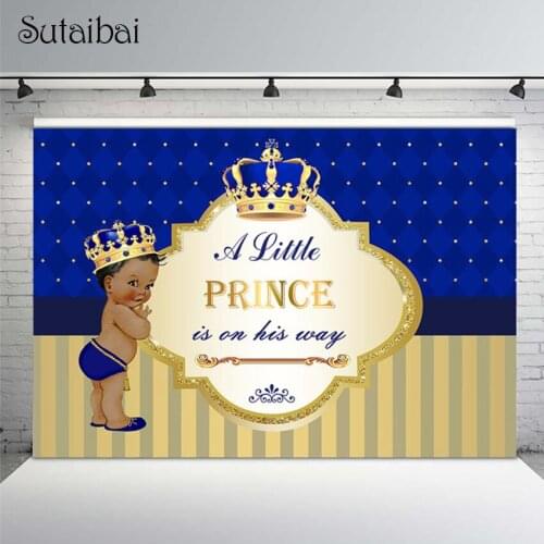 Happy Birthday Backdrop Royal Boy Theme Little Prince Crown Birthday Photography Background Party Custom Banners Decor Props
