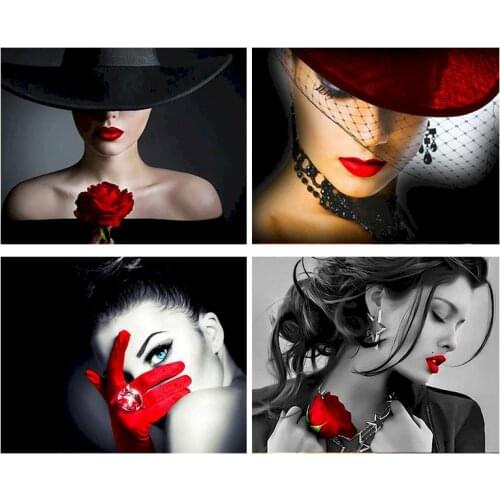 GATYZTORY 60x75cm Painting By Numbers Figure Hat Woman DIY Frameless pictures by numbers On Canvas Wall Art For Home Decor