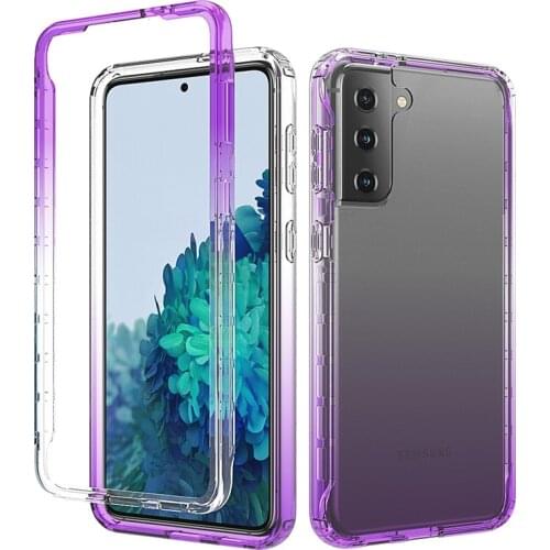 Gradient Clear Case For Samsung Galaxy S21+ S21 Ultra S21Plus 5G Cover for Samsung S20 FE Shockproof Anti Slip 2 in 1 Protector