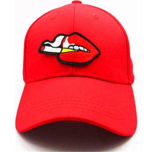 Big Lips Embroidery Cotton Baseball Cap Hip-hop Cap Adjustable Snapback Hats for Men and Women 08