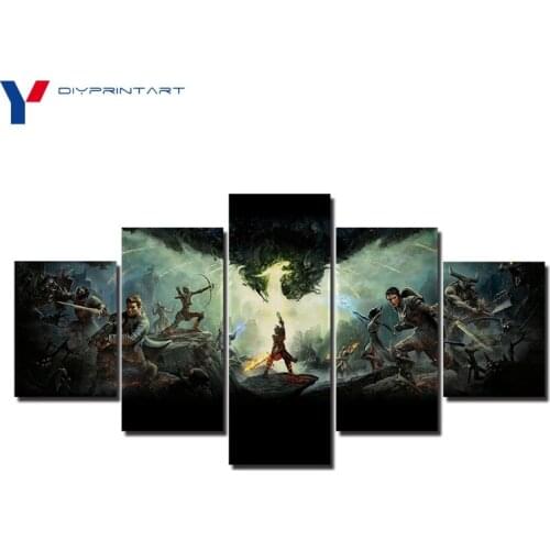 Dragon Age Inquisition 5 Pcs/set Print Poster Canvas Wall Decorations for Living Room A0327