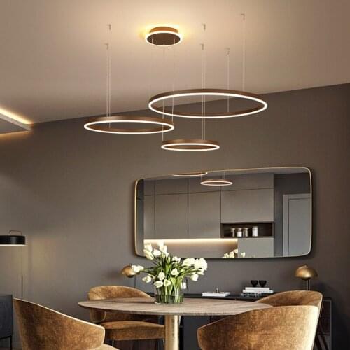 Ring Aluminum + Acrylic + LED Chandelier Home living room bedroom study dining room lamps Commercial & Office Lighting