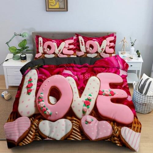 Love Flower Dessert Bedding Set 3d Bed Linen Quilt Duvet Cover Sets Home Textile Home Decor Twin Single Queen King Size Romantic